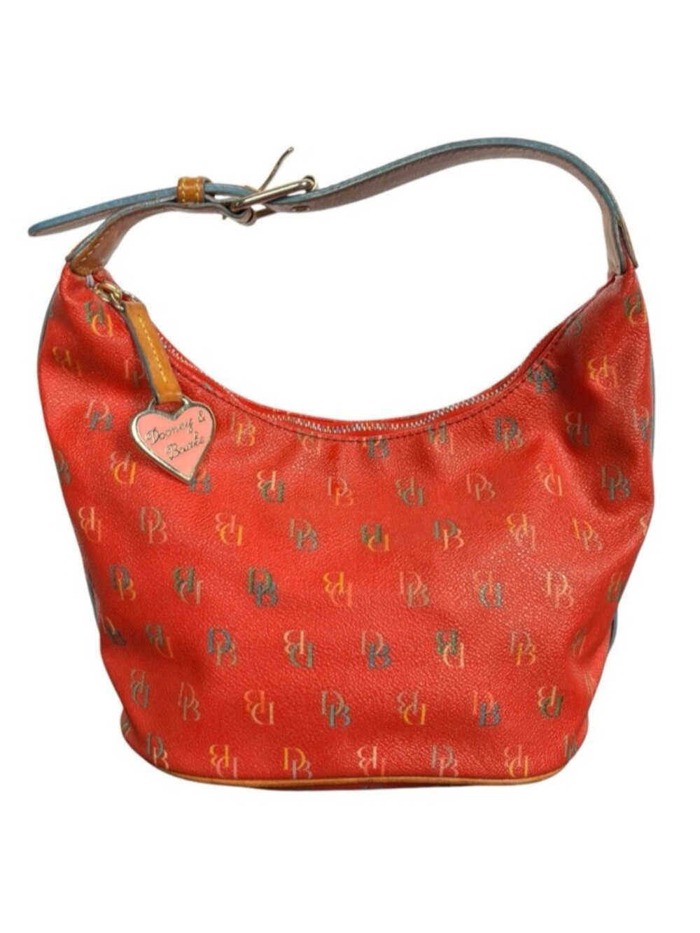 Y2K Dooney & Bourke Shoulder Bag Coated Canvas Bubblegum Monogram Rainbow Zipper